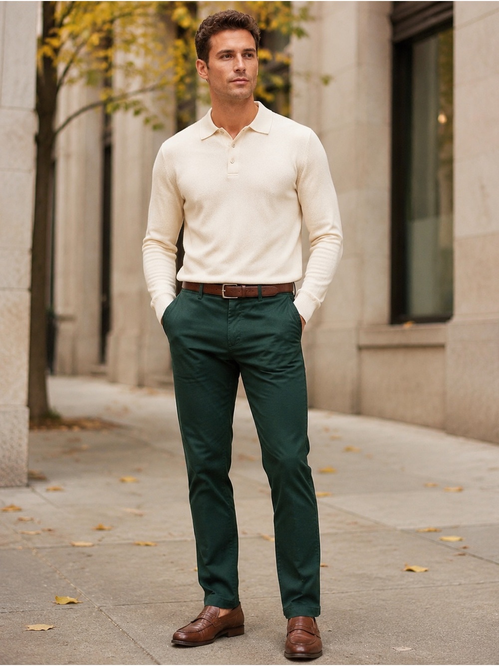 Club Monaco Men's Slim Chinos in Forest Green